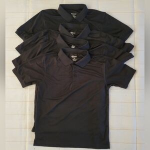 Set Of 4 Men's Premiums Wear High Moisture Wicking Black Polo Shirts Size Small